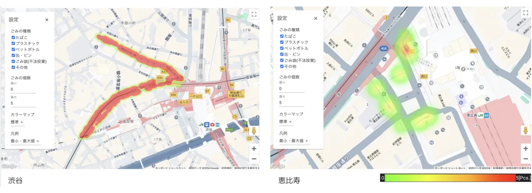 litter distribution status map by Takanome